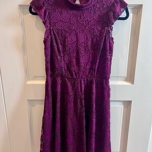 Elegant Purple Lace Kids Dress